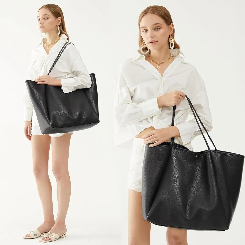 Oversize Pu Leather Tote Women Weekender Bag Travel Shopper Handbag